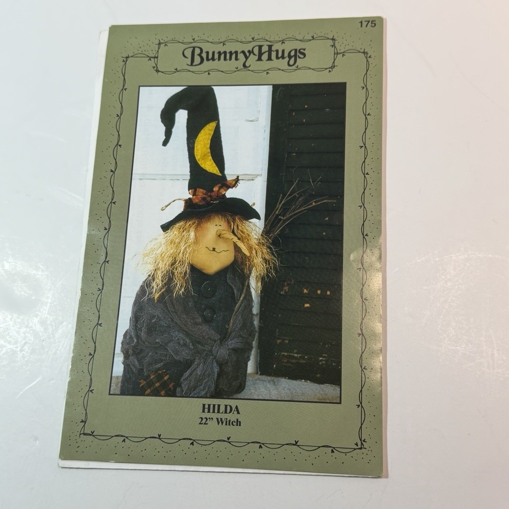 Bunny Hugs Hilda 22' Witch. Whimsy Goth Doll Pattern. US. Cottagecore. Fun. DIY